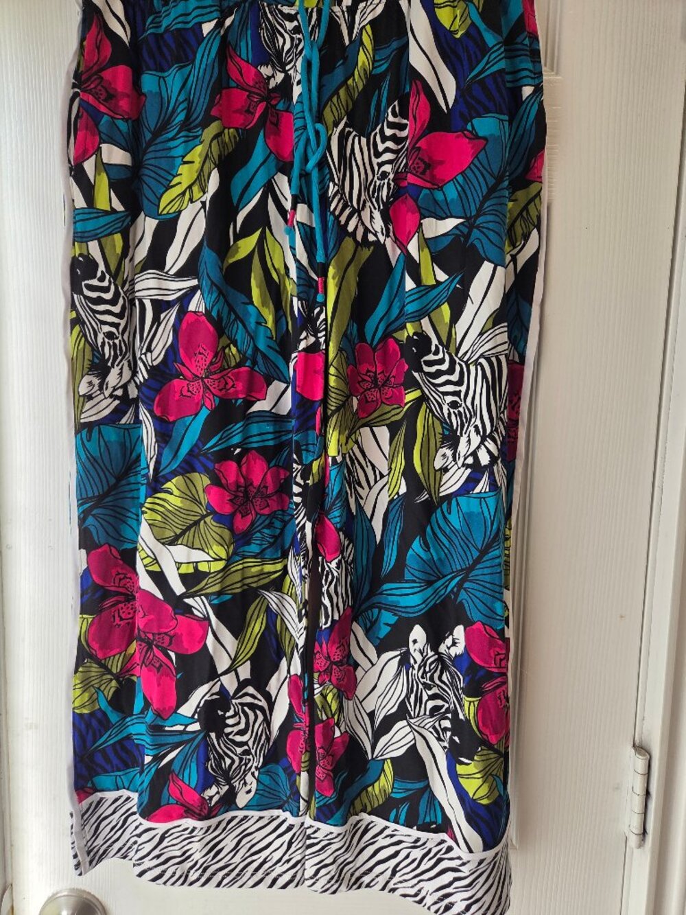 Cuddl Duds Sz M ClimateRight Capri Zebra Print Pockets Pajama Lounge Pants